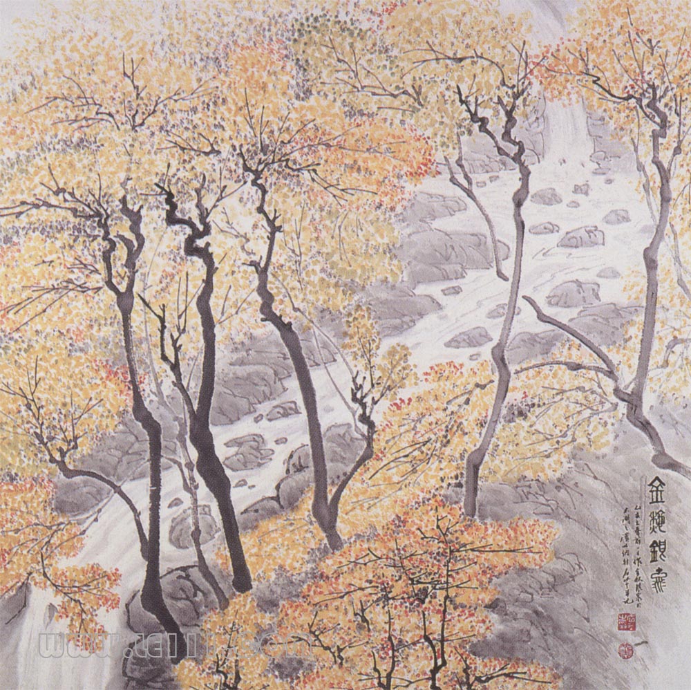 名家 黄名芊 绘画 国画 山水画 - 黄名芊的作品"金炙银流"